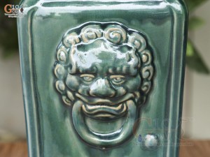 Chậu cây vuông cao men hỏa biến khắc nổi, cao 30cm