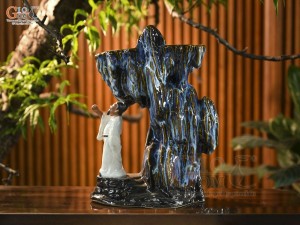 Chậu Lý Bạch say trăng men hoả biến, cao 42cm