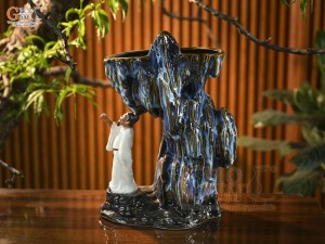 Chậu Lý Bạch say trăng men hoả biến, cao 42cm
