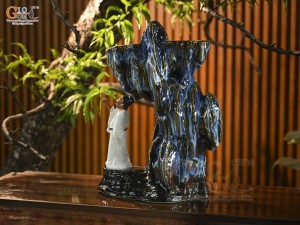 Chậu Lý Bạch say trăng men hoả biến, cao 42cm