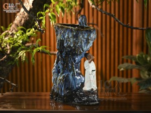 Chậu Lý Bạch say trăng men hoả biến, cao 42cm