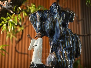 Chậu Lý Bạch say trăng men hoả biến, cao 42cm