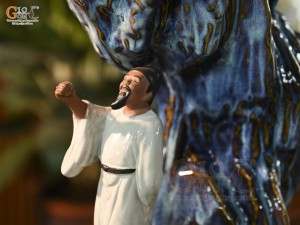 Chậu Lý Bạch say trăng men hoả biến, cao 42cm