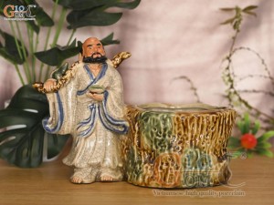Chậu tượng Đạt ma men rạn, dài 26cm Chậu tượng Đạt ma men rạn, dài 26cm