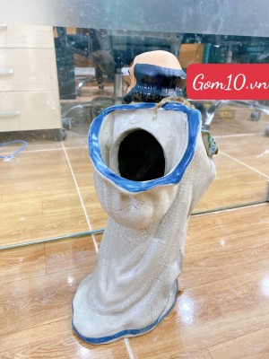 Chậu tượng Đạt Ma Sư Tổ men rạn cao 36cm