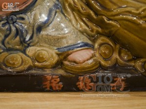 Chậu tượng Di Lạc men rạn kéo túi Tài Lộc, 39x22cm