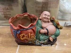 Chậu tượng Di Lạc tài lộc men bóng, dài 42cm Chậu tượng Di Lạc tài lộc men bóng, dài 42cm