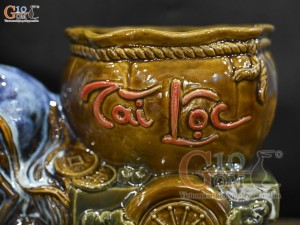 Chậu tượng gốm Mã Đáo Thành Công men hỏa biến , dài 44cm