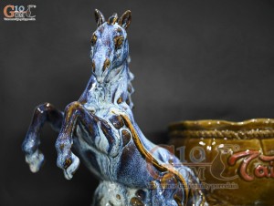 Chậu tượng gốm Mã Đáo Thành Công men hỏa biến , dài 44cm