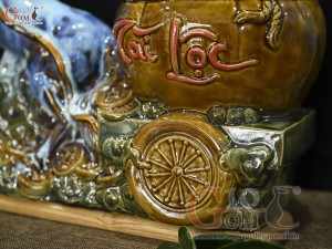 Chậu tượng gốm Mã Đáo Thành Công men hỏa biến , dài 44cm