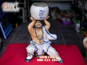 Chậu tượng trồng cây dáng Lỗ Trí Thâm nâng vò, cao 56cm