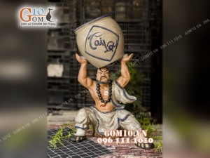 Chậu tượng trồng cây dáng Lỗ Trí Thâm nâng vò Lộc Phát men rạn, cao 34cm Chậu tượng trồng cây dáng Lỗ Trí Thâm nâng vò Lộc Phát men rạn, cao 34cm