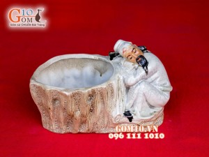 Chậu tượng trồng cây dáng Lý Bạch say rượu, 14 x 22cm