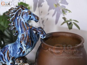 Chậu tượng Mã Đáo Thành Công men hỏa biến, dài 44cm