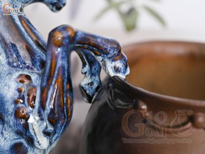 Chậu tượng Mã Đáo Thành Công men hỏa biến, dài 44cm