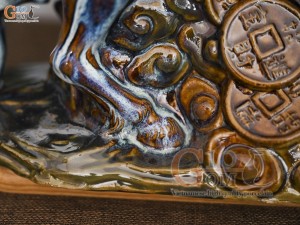 Chậu tượng Mã Đáo Thành Công men hỏa biến, dài 44cm