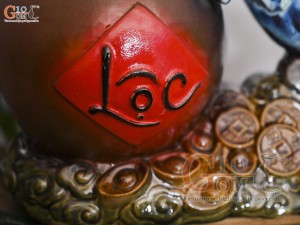 Chậu tượng Mã Đáo Thành Công men hỏa biến, dài 44cm