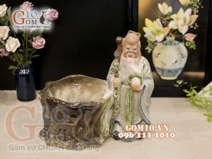 Chậu tượng trồng cây dáng Ông Thọ, 32 x 34cm