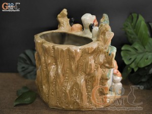 Chậu tượng tam đa gốc tùng men rạn cổ