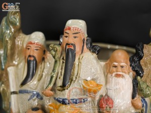 Chậu tượng tam đa gốc tùng men rạn cổ