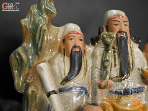 Chậu tượng tam đa gốc tùng men rạn cổ