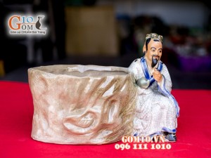 Chậu tượng trồng cây dáng thần trà, 18 x 23cm