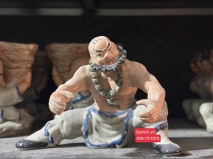 Chậu tượng Lỗ Chí Thâm thế ngồi men rạn 