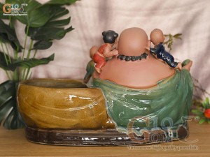 Chậu tượng trồng cây dáng Di Lạc Ngũ Phúc, dài 40cm