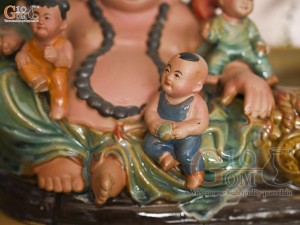 Chậu tượng trồng cây dáng Di Lạc Ngũ Phúc, dài 40cm