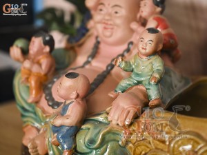 Chậu tượng trồng cây dáng Di Lạc Ngũ Phúc, dài 40cm