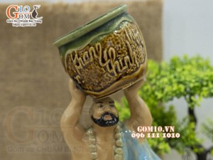 Chậu tượng trồng cây dáng La Hán nâng vò, cao 24cm