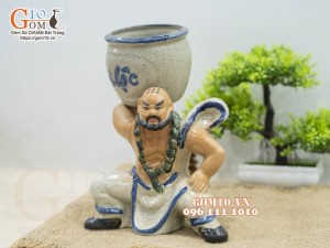 Chậu tượng trồng cây dáng La Hán vác vò Tài Lộc, cao 22cm