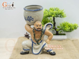 Chậu tượng trồng cây dáng La Hán vác vò Tài Lộc, cao 22cm