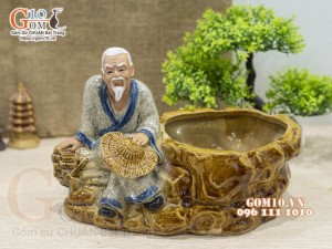 Chậu tượng trồng cây dáng Lão nông, cao 18cm