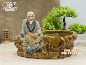 Chậu tượng trồng cây dáng Lão nông, cao 18cm