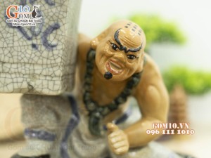 Chậu tượng trồng cây dáng Lỗ Chí Thâm đỡ vò Lộc, cao 24cm