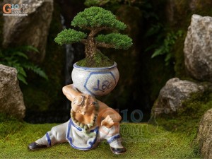 Chậu tượng trồng cây dáng Lỗ Trí Thâm nâng vò Lộc, cao 30cm