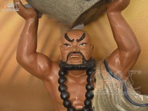 Chậu tượng trồng cây dáng Lỗ Chí Thâm nâng vò Phúc Lộc Thọ men rạn, cao 68cm