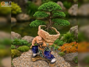 Chậu tượng trồng cây dáng Lỗ Trí Thâm Tài Lộc, cao 33cm Chậu tượng trồng cây dáng Lỗ Trí Thâm Tài Lộc, cao 33cm