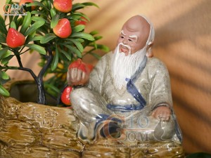 Chậu tượng trồng cây ông Thọ Đào men rạn, cao 18cm