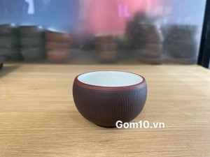Chén gốm nâu hồng sa, đường kính 5.5cm