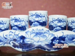 Chén kỷ men lam cổ vẽ Sen Cát Tường (chiếc)