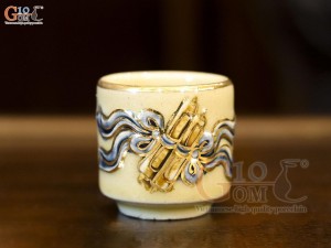 Chén men kỷ thờ hoàng tộc đắp nổi Rồng Như Ý, vẽ vàng 24k