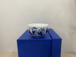 Chén men lam cổ cảnh trúc lâm thất hiền