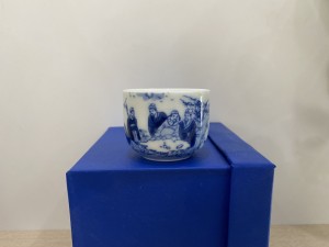 Chén men lam cổ cảnh trúc lâm thất hiền