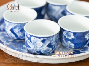 Chén men lam hoạ tiết long ẩn (chiếc)