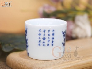 Chén tích men lam cổ hoạ tiết trúc lâm thất hiền, đường kính 6cm