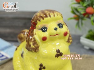 Chó sứ tiết kiệm ngộ nghĩnh màu vàng đốm, cao 21cm