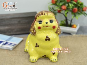 Chó sứ tiết kiệm ngộ nghĩnh màu vàng đốm, cao 21cm