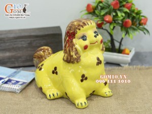 Chó sứ tiết kiệm ngộ nghĩnh màu vàng đốm, cao 21cm
